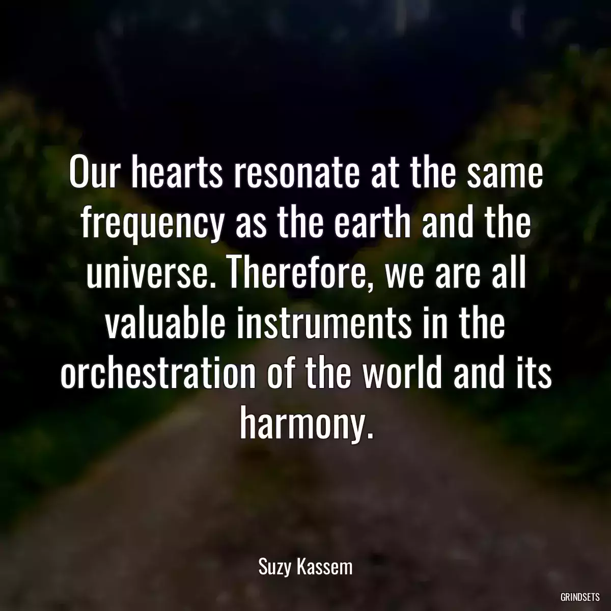 Our hearts resonate at the same frequency as the earth and the universe. Therefore, we are all valuable instruments in the orchestration of the world and its harmony.