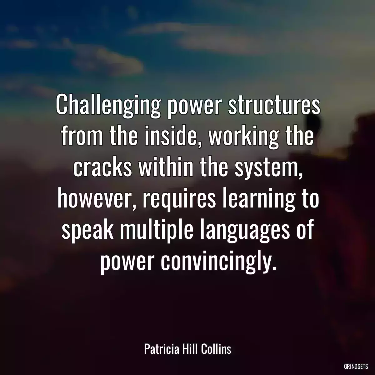 Challenging power structures from the inside, working the cracks within the system, however, requires learning to speak multiple languages of power convincingly.