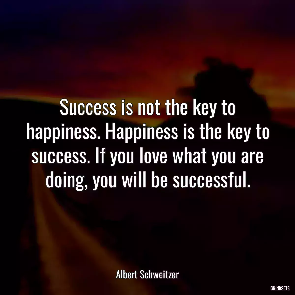 Success is not the key to happiness. Happiness is the key to success. If you love what you are doing, you will be successful.
