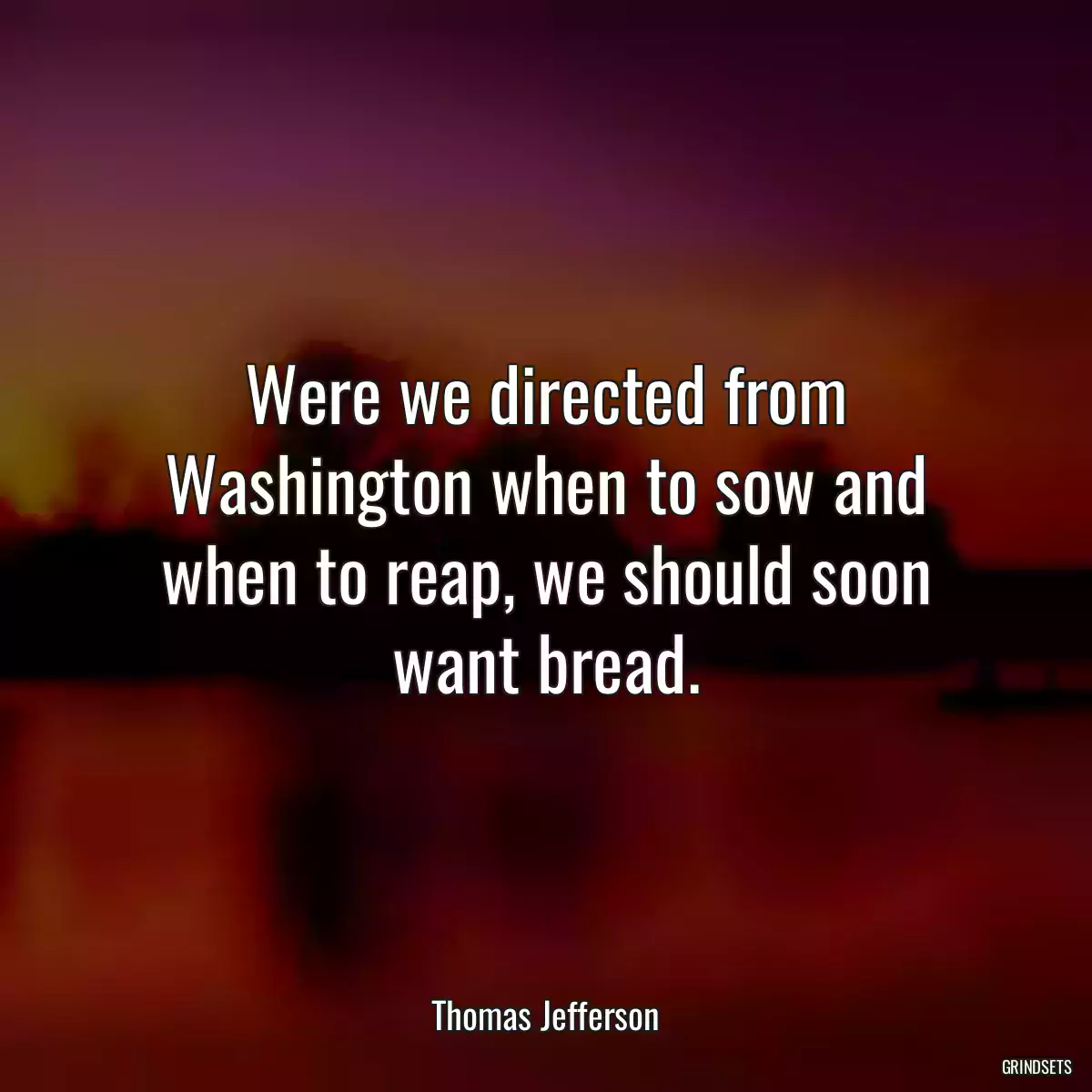 Were we directed from Washington when to sow and when to reap, we should soon want bread.