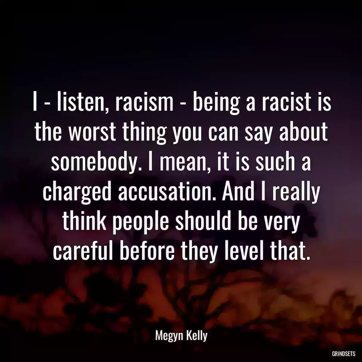 I - listen, racism - being a racist is the worst thing you can say about somebody. I mean, it is such a charged accusation. And I really think people should be very careful before they level that.