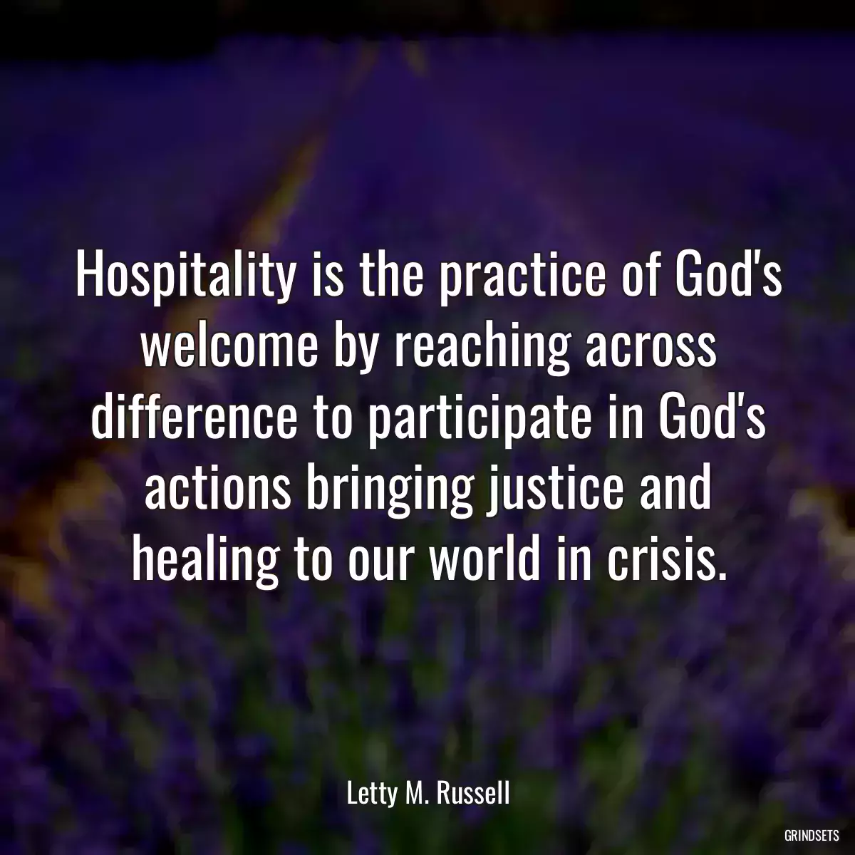 Hospitality is the practice of God\'s welcome by reaching across difference to participate in God\'s actions bringing justice and healing to our world in crisis.