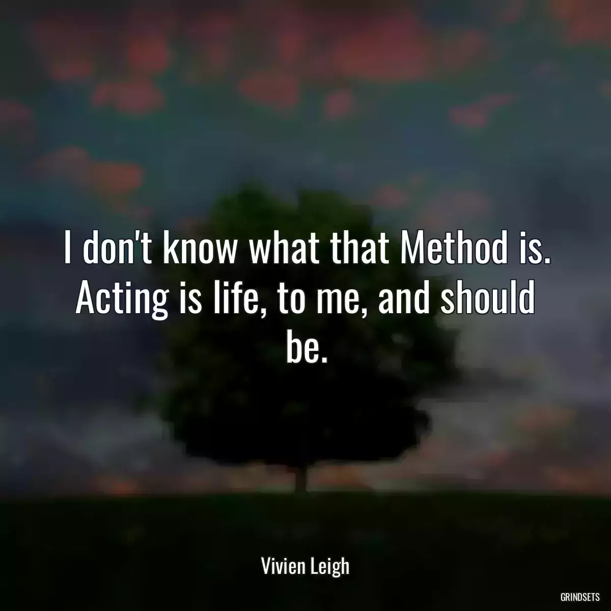 I don\'t know what that Method is. Acting is life, to me, and should be.