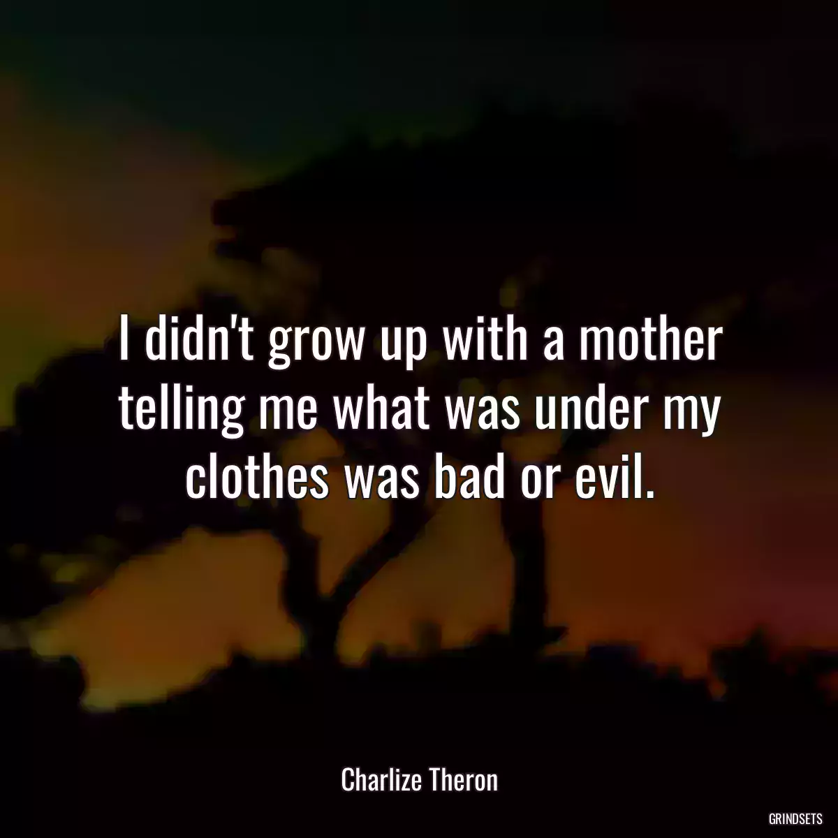 I didn\'t grow up with a mother telling me what was under my clothes was bad or evil.