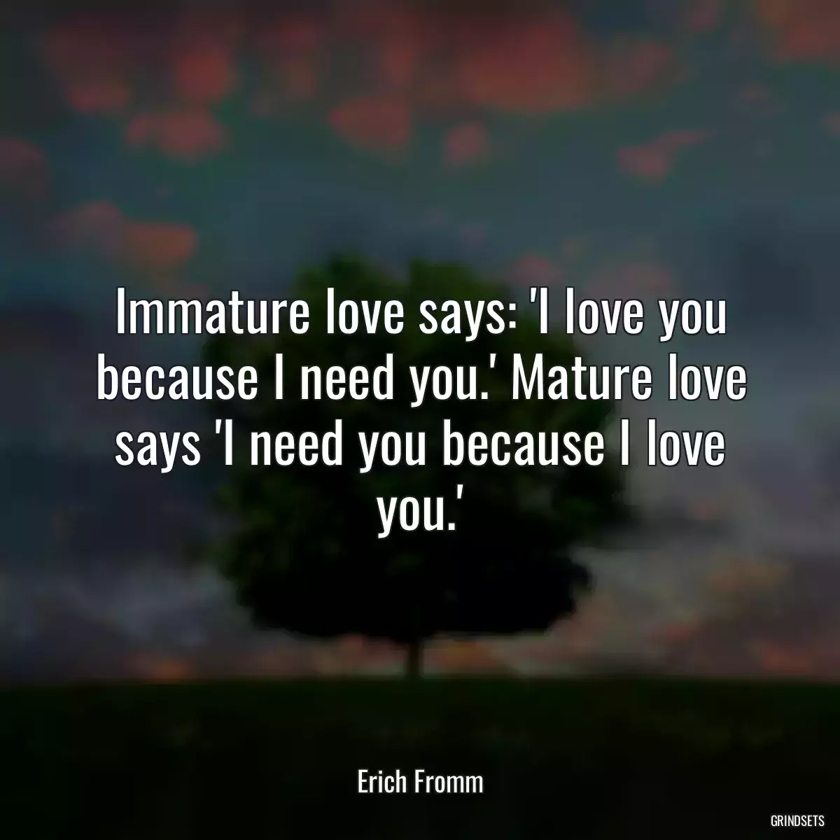 Immature love says: \'I love you because I need you.\' Mature love says \'I need you because I love you.\'