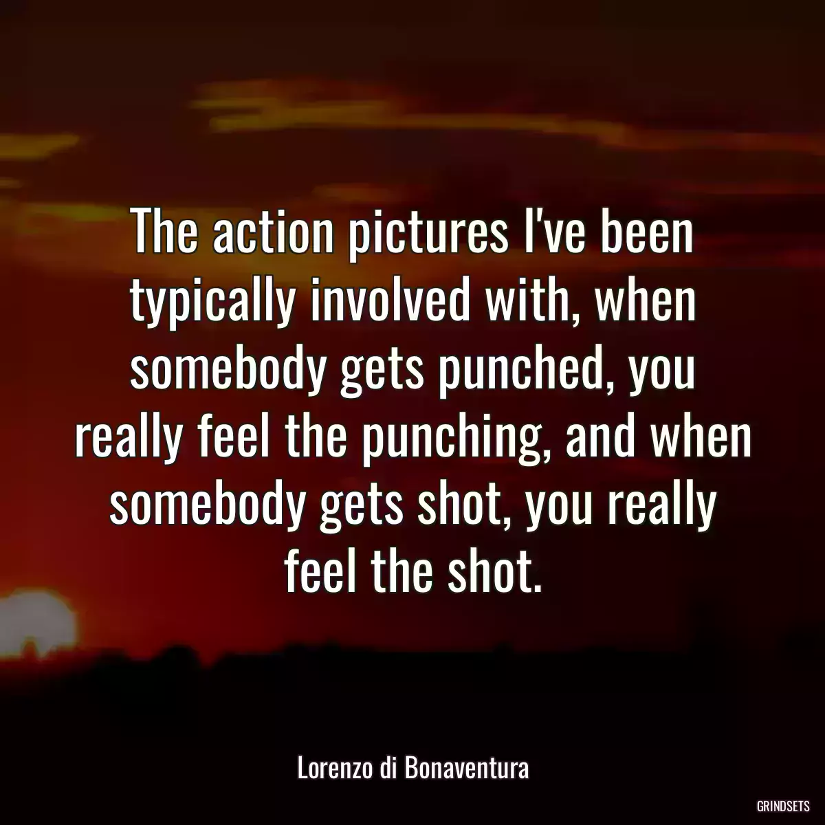 The action pictures I\'ve been typically involved with, when somebody gets punched, you really feel the punching, and when somebody gets shot, you really feel the shot.