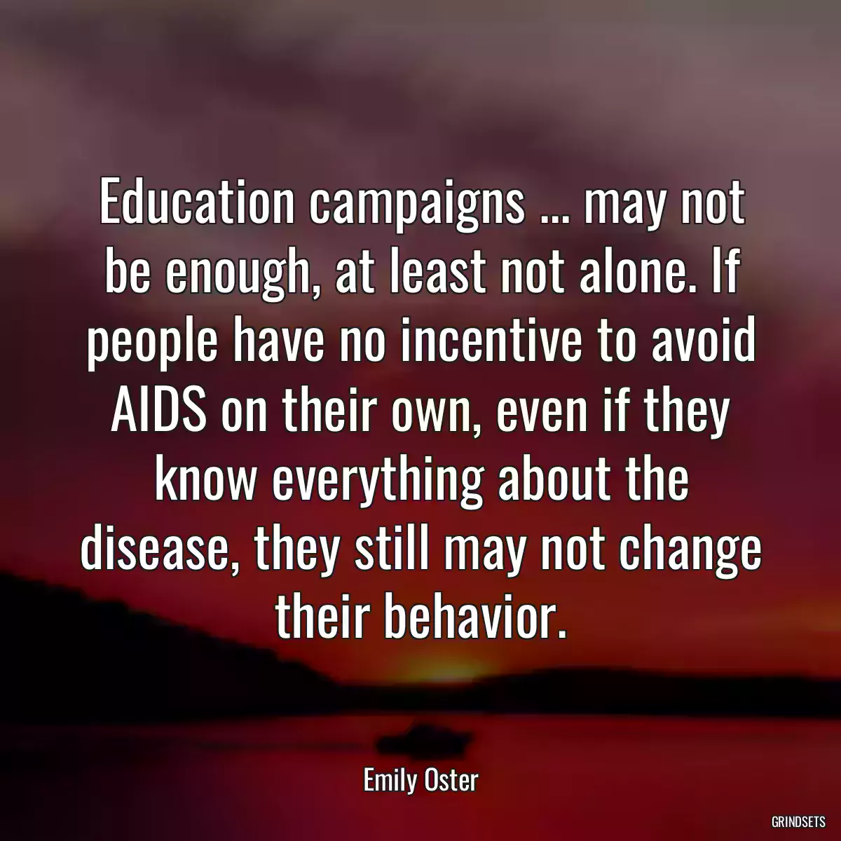 Education campaigns ... may not be enough, at least not alone. If people have no incentive to avoid AIDS on their own, even if they know everything about the disease, they still may not change their behavior.