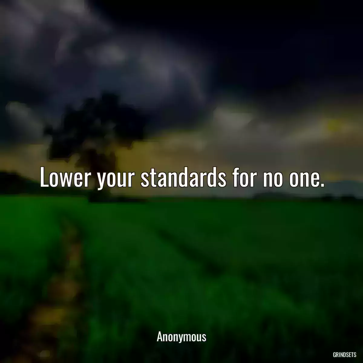 Lower your standards for no one.