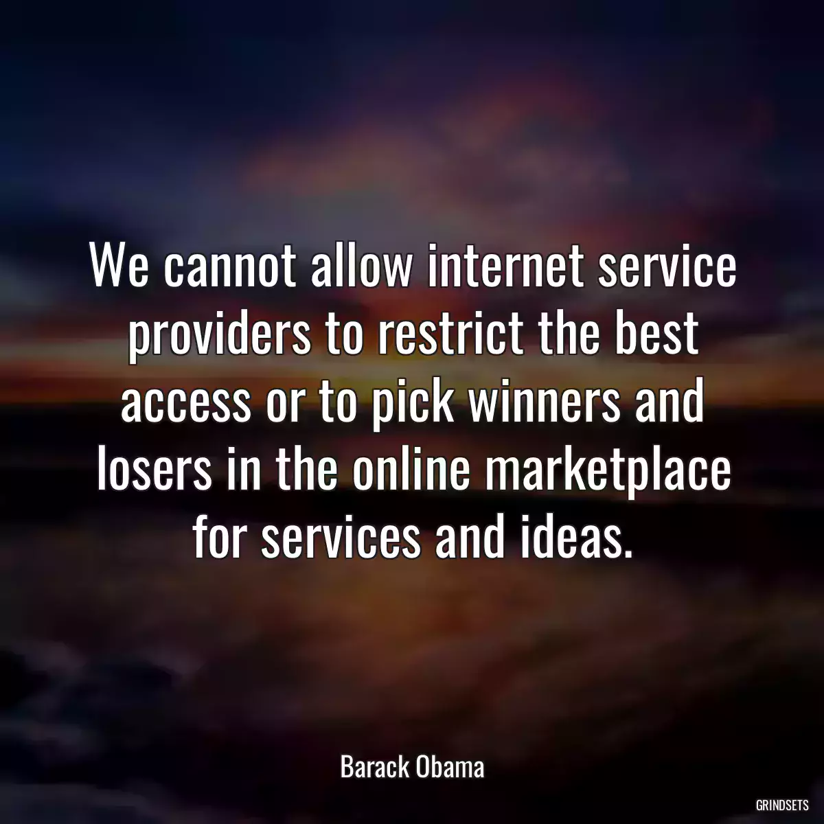 We cannot allow internet service providers to restrict the best access or to pick winners and losers in the online marketplace for services and ideas.