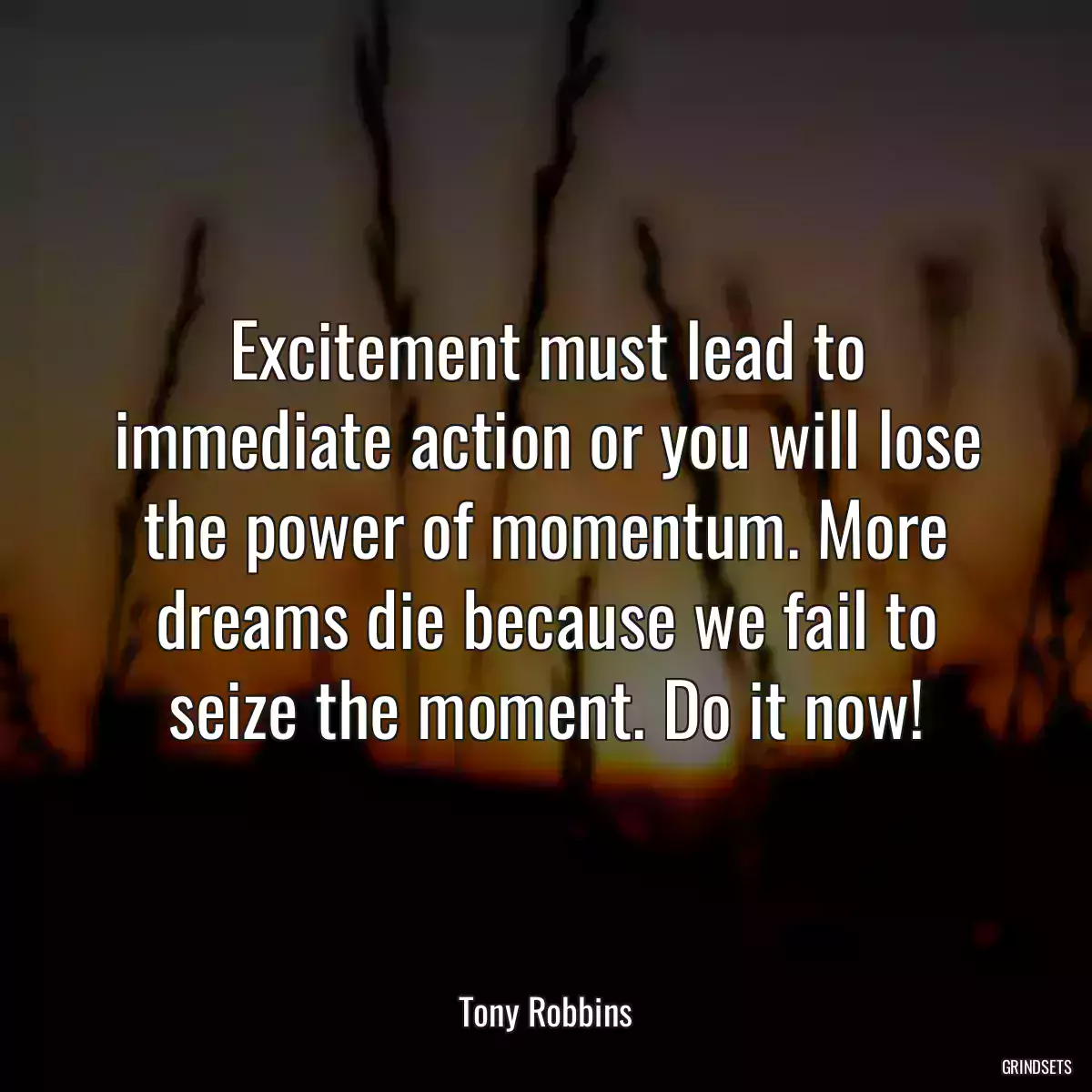 Excitement must lead to immediate action or you will lose the power of momentum. More dreams die because we fail to seize the moment. Do it now!