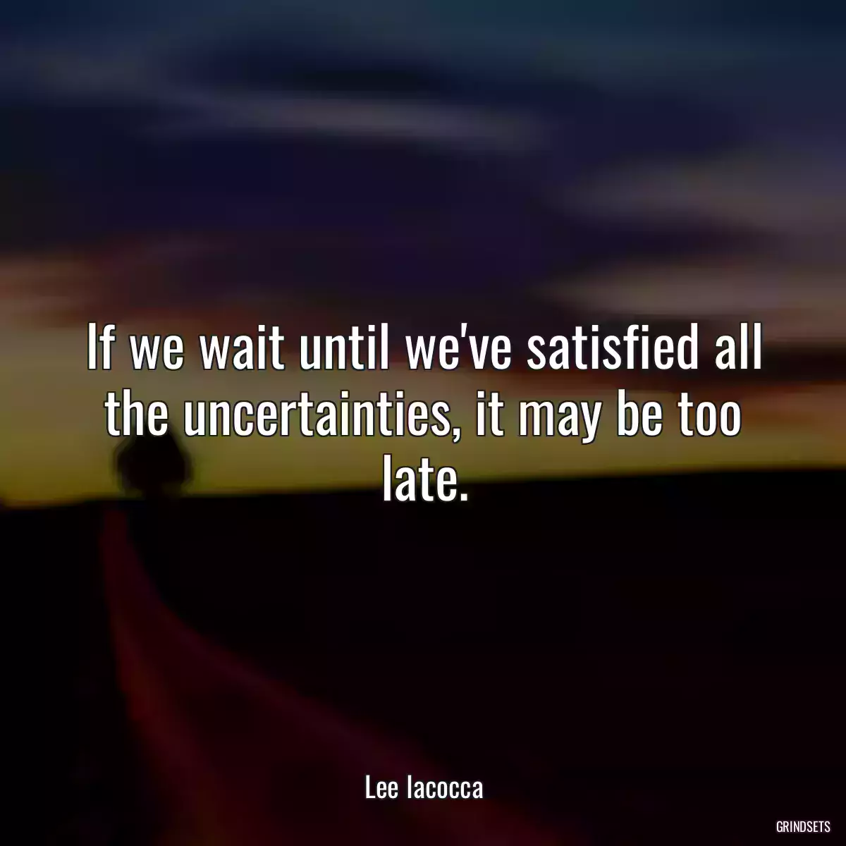 If we wait until we\'ve satisfied all the uncertainties, it may be too late.