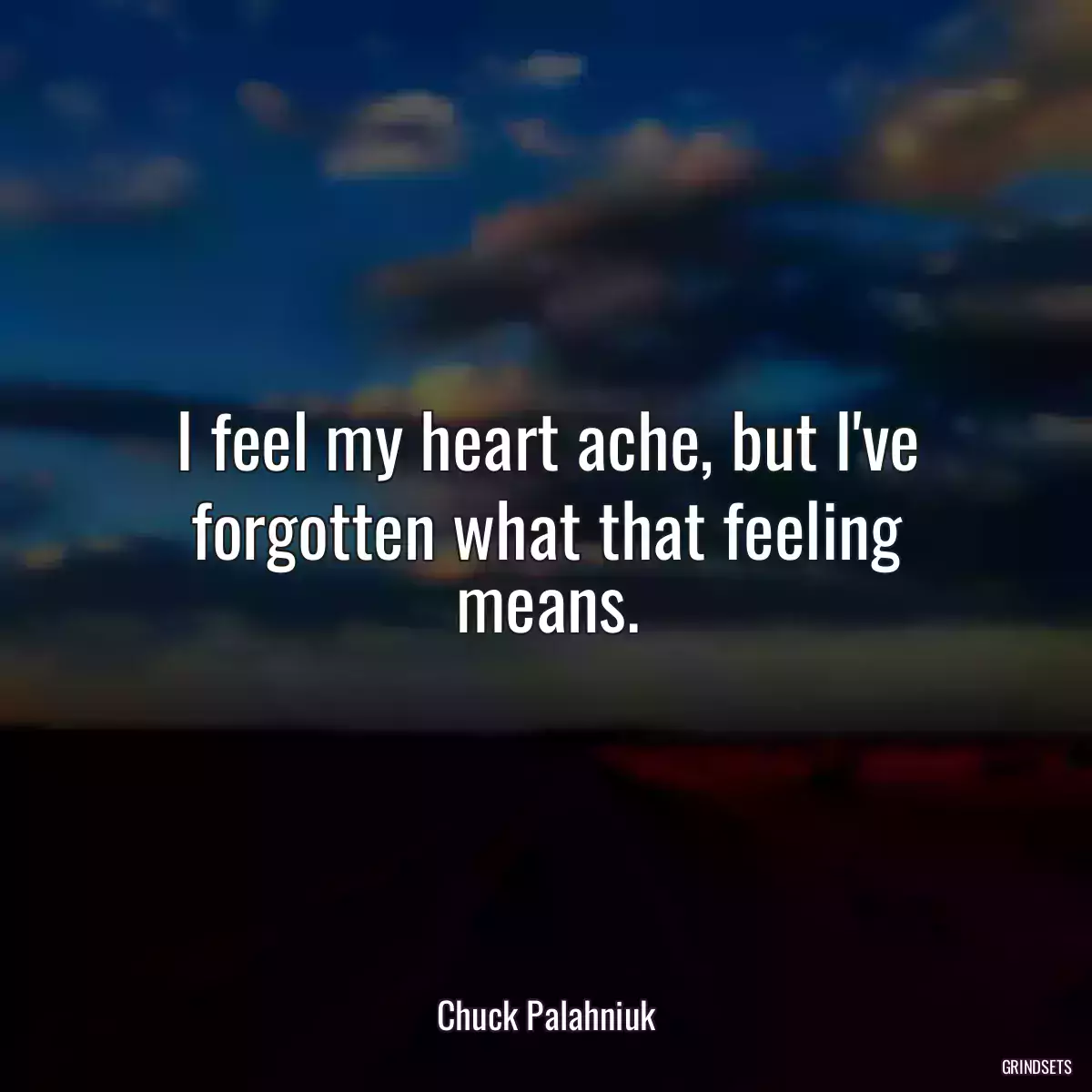 I feel my heart ache, but I\'ve forgotten what that feeling means.