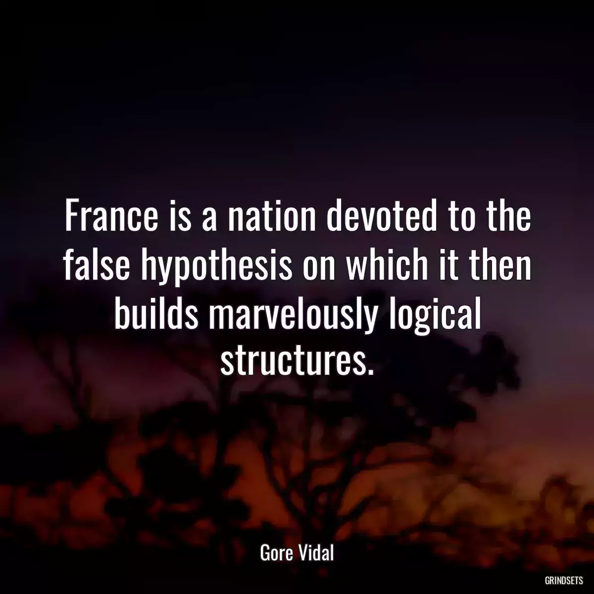 France is a nation devoted to the false hypothesis on which it then builds marvelously logical structures.