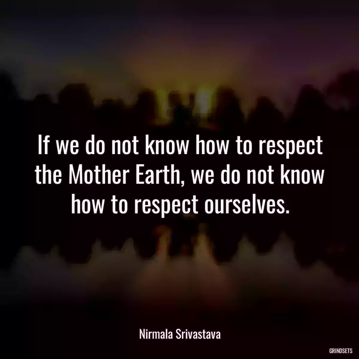 If we do not know how to respect the Mother Earth, we do not know how to respect ourselves.