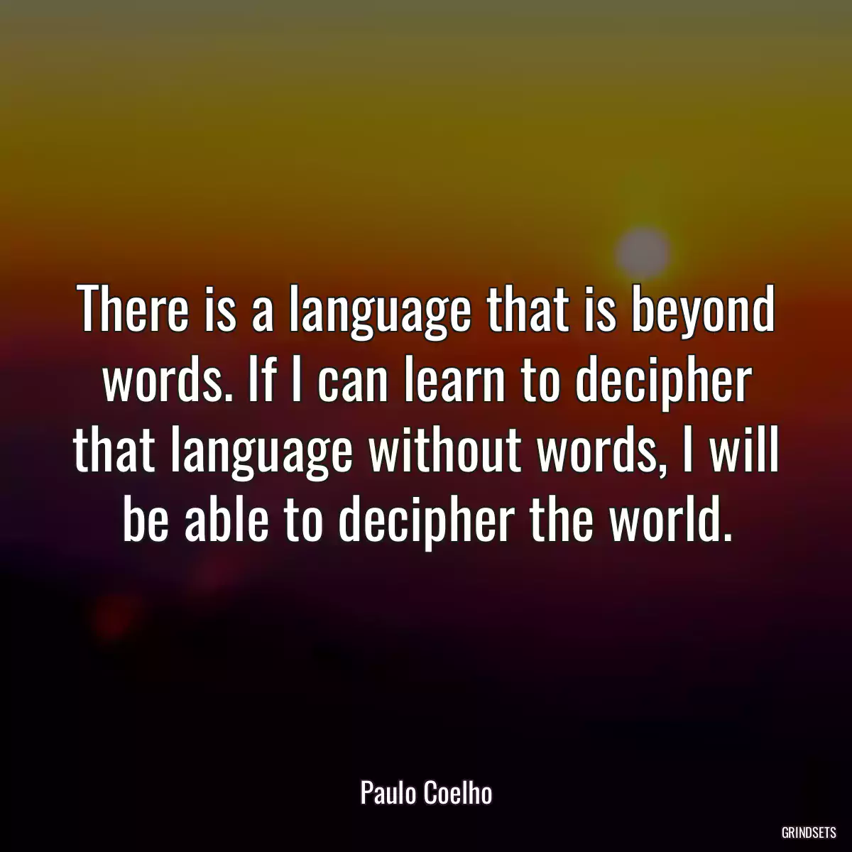 There is a language that is beyond words. If I can learn to decipher that language without words, I will be able to decipher the world.