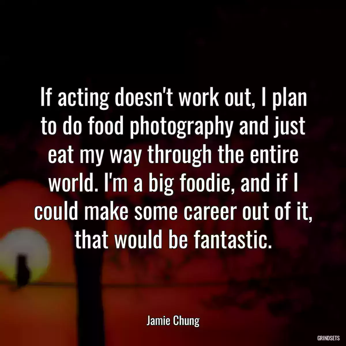 If acting doesn\'t work out, I plan to do food photography and just eat my way through the entire world. I\'m a big foodie, and if I could make some career out of it, that would be fantastic.