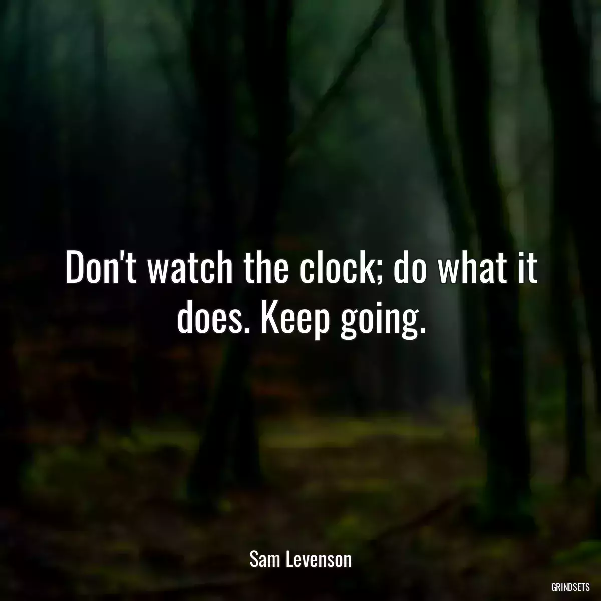 Don\'t watch the clock; do what it does. Keep going.