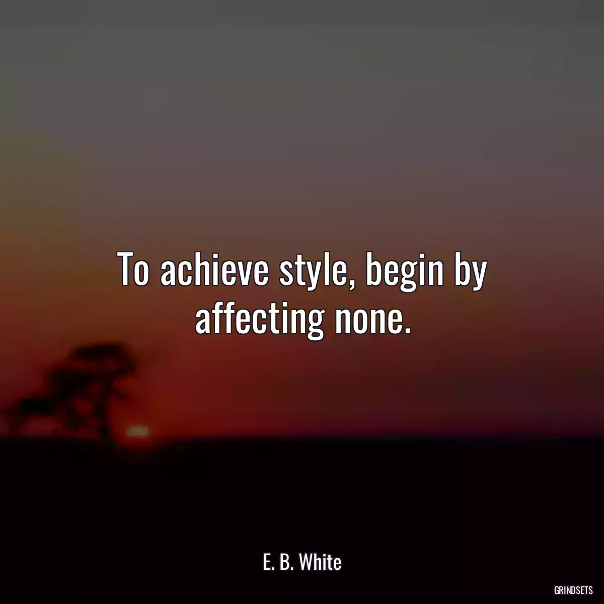 To achieve style, begin by affecting none.