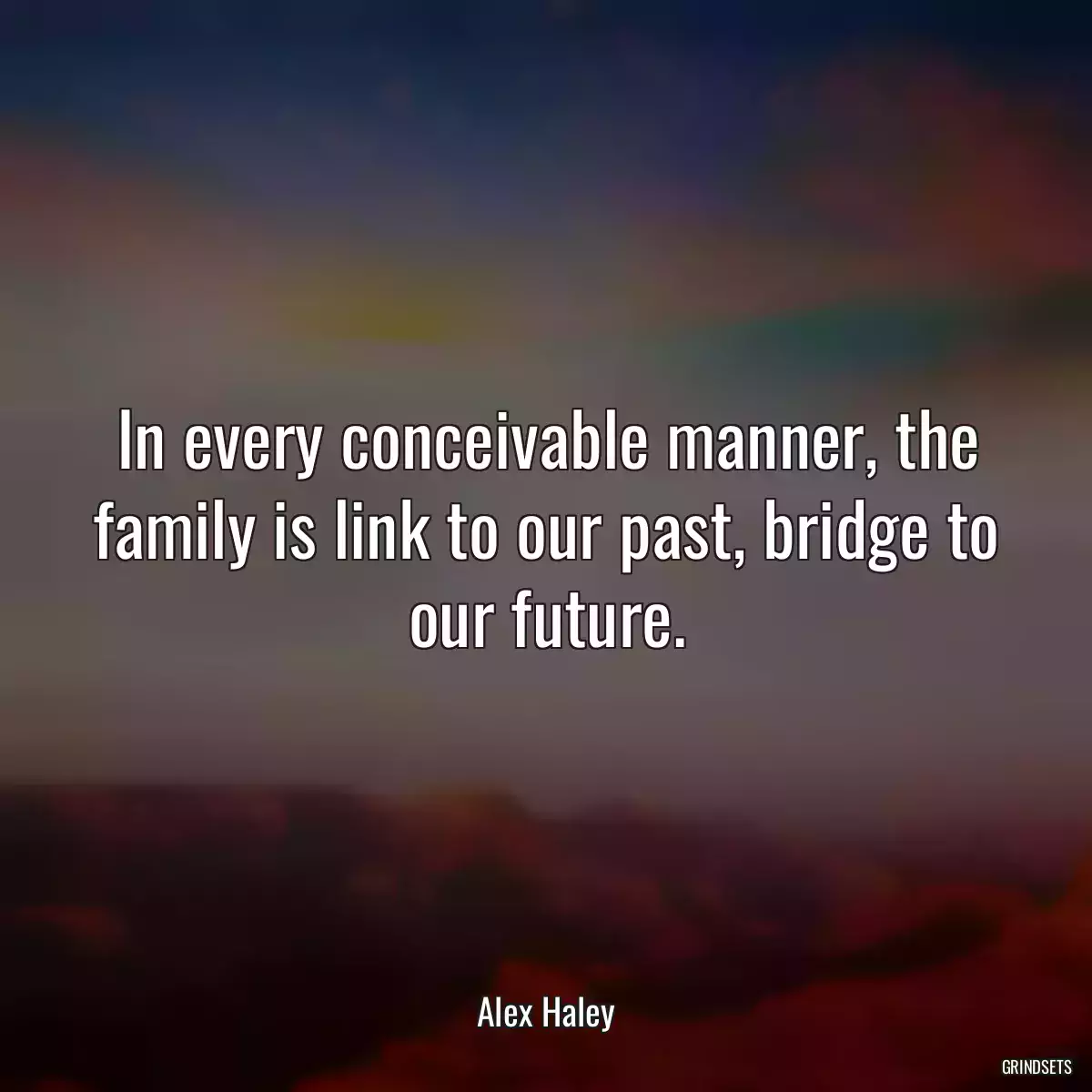 In every conceivable manner, the family is link to our past, bridge to our future.