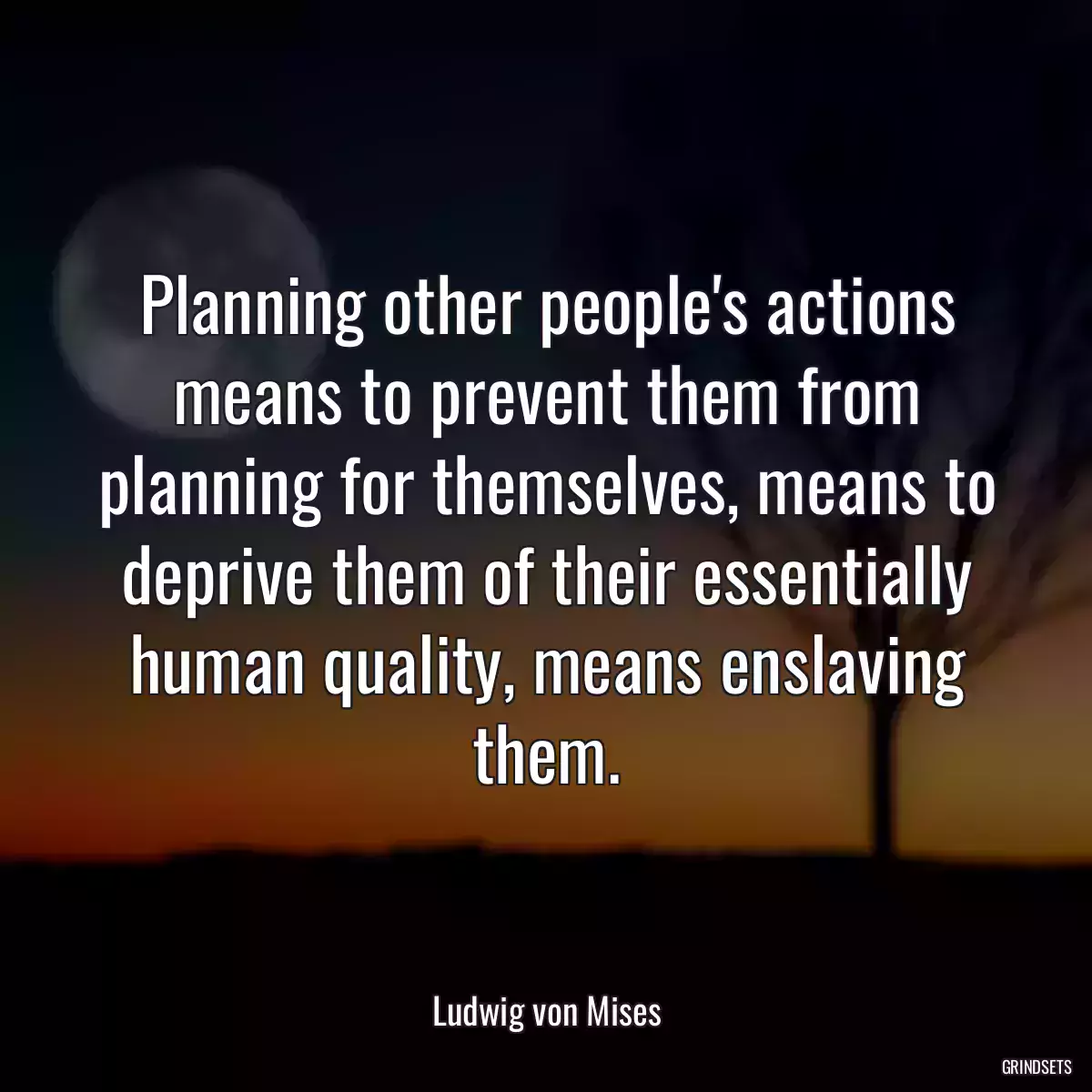 Planning other people\'s actions means to prevent them from planning for themselves, means to deprive them of their essentially human quality, means enslaving them.