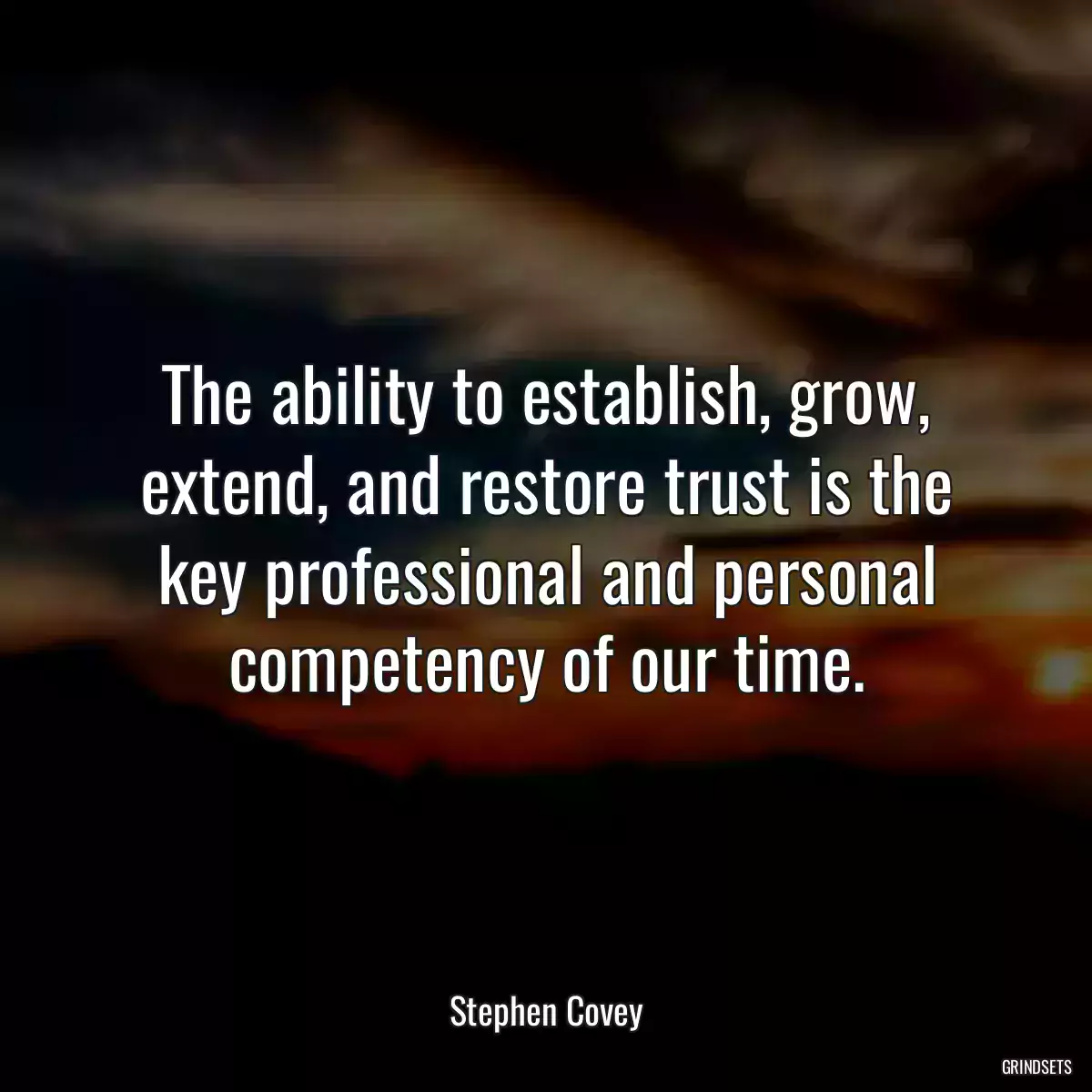 The ability to establish, grow, extend, and restore trust is the key professional and personal competency of our time.