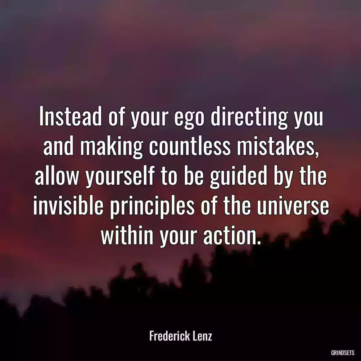 Instead of your ego directing you and making countless mistakes, allow yourself to be guided by the invisible principles of the universe within your action.