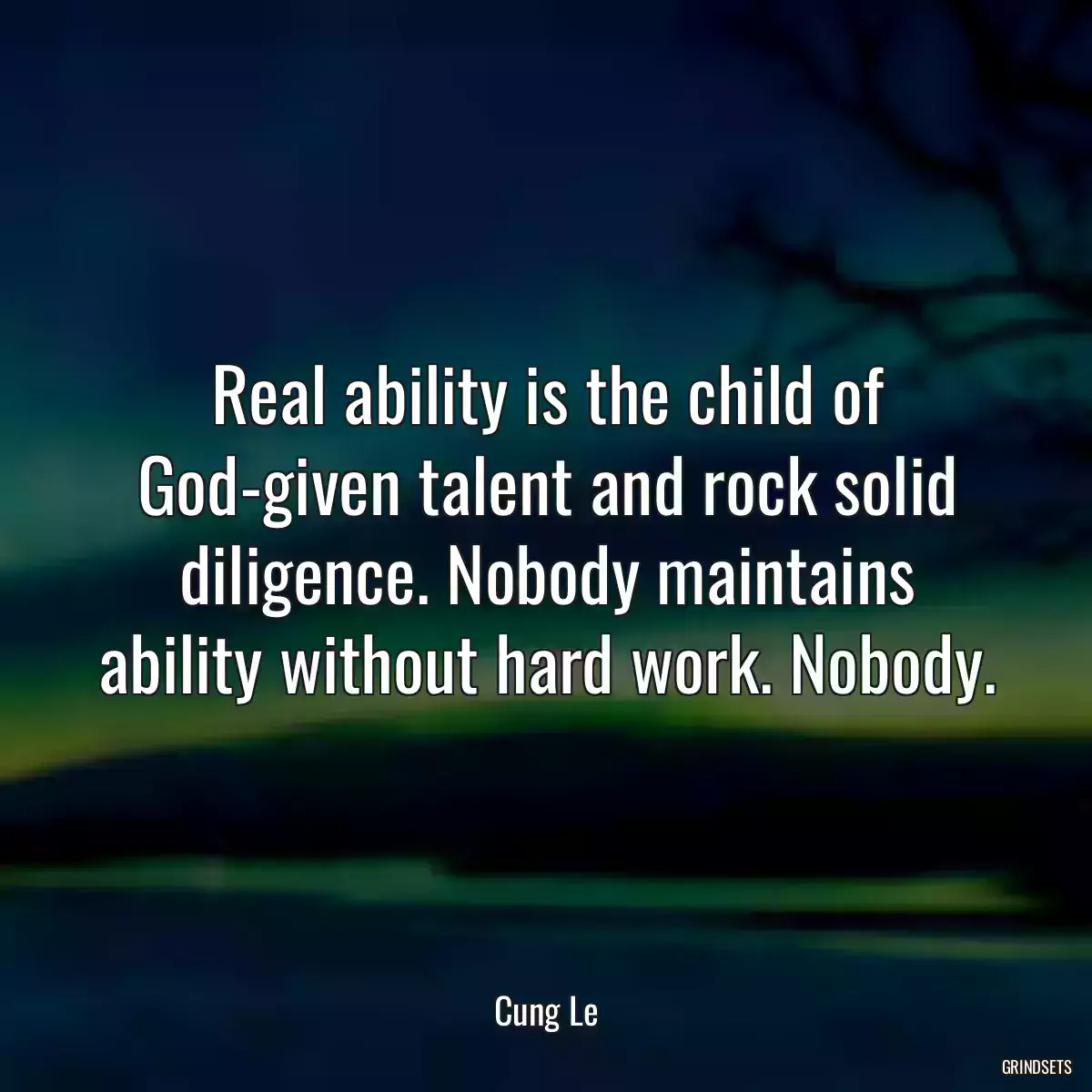 Real ability is the child of God-given talent and rock solid diligence. Nobody maintains ability without hard work. Nobody.