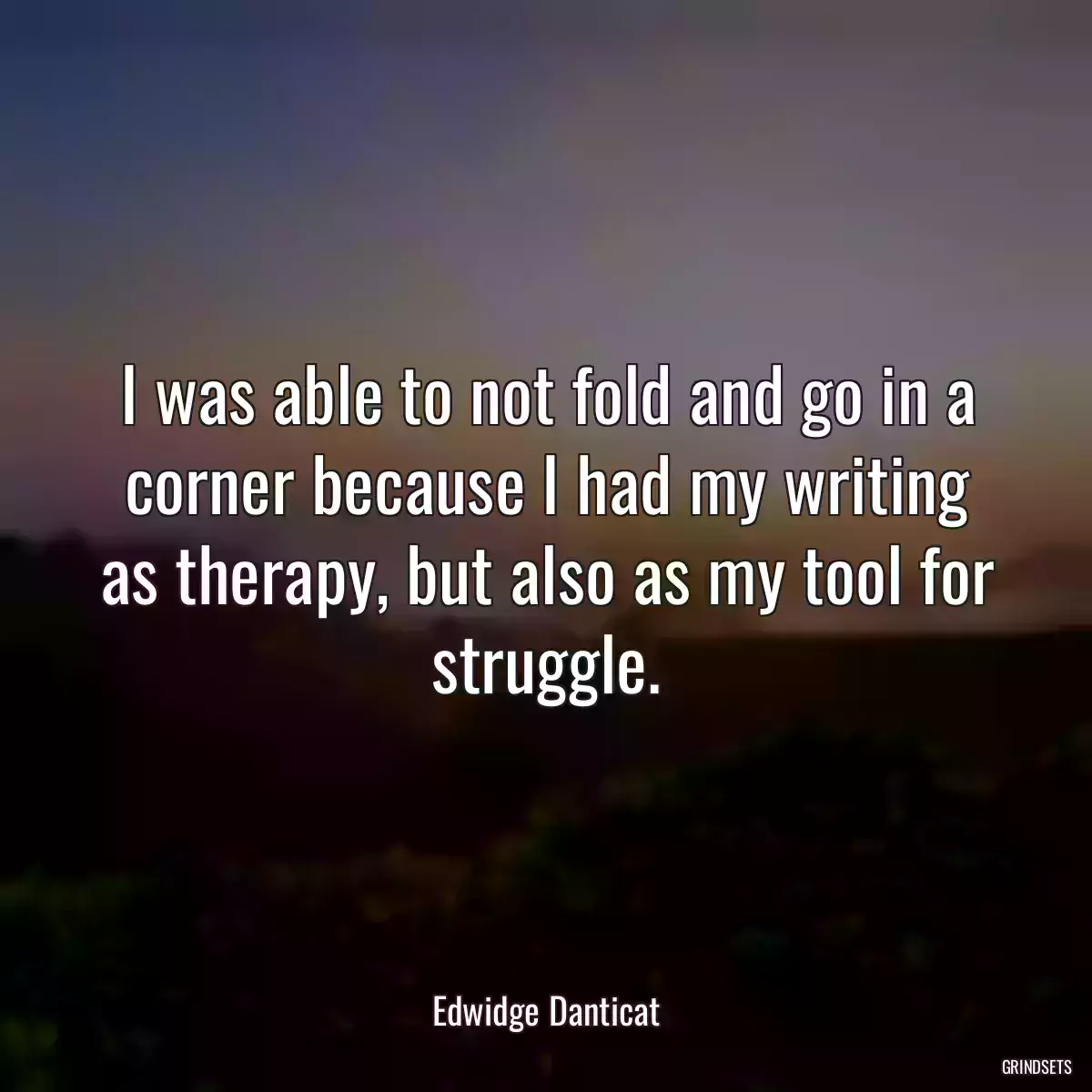 I was able to not fold and go in a corner because I had my writing as therapy, but also as my tool for struggle.