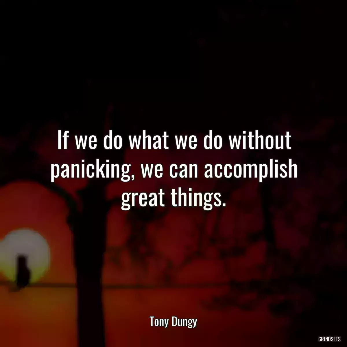 If we do what we do without panicking, we can accomplish great things.