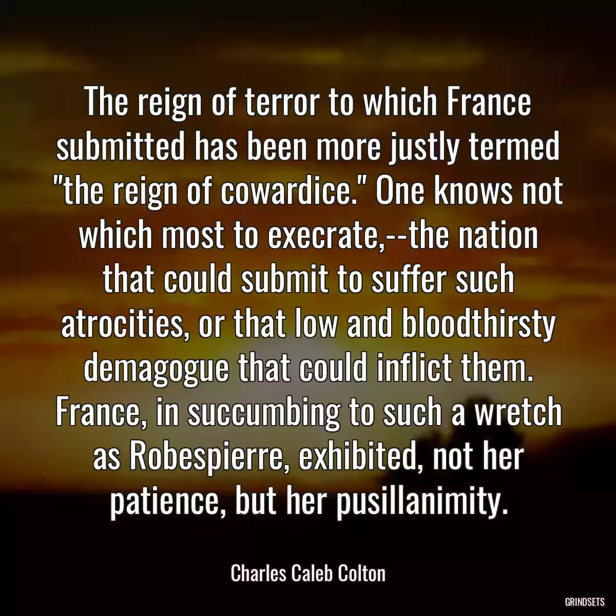 The reign of terror to which France submitted has been more justly termed \