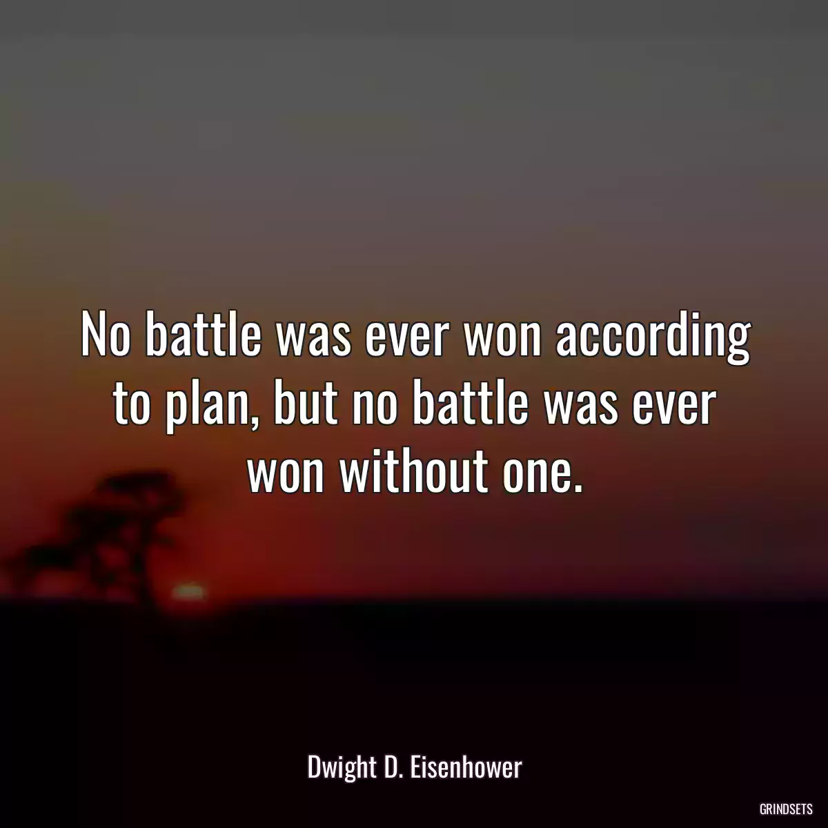 No battle was ever won according to plan, but no battle was ever won without one.