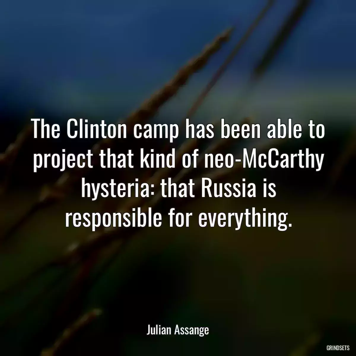 The Clinton camp has been able to project that kind of neo-McCarthy hysteria: that Russia is responsible for everything.