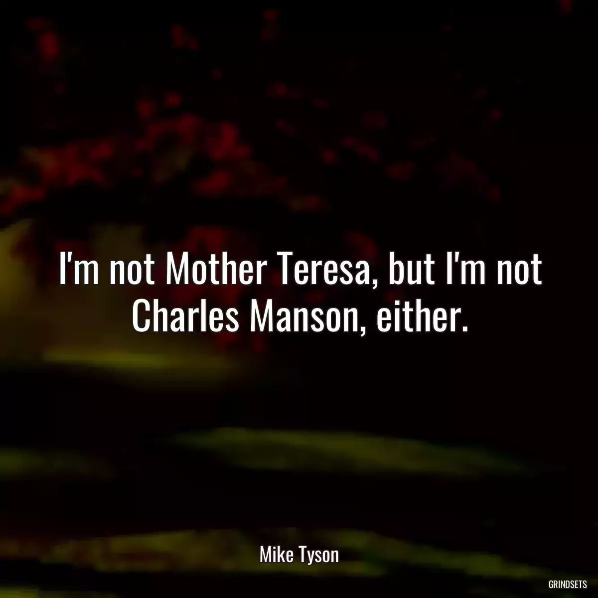 I\'m not Mother Teresa, but I\'m not Charles Manson, either.