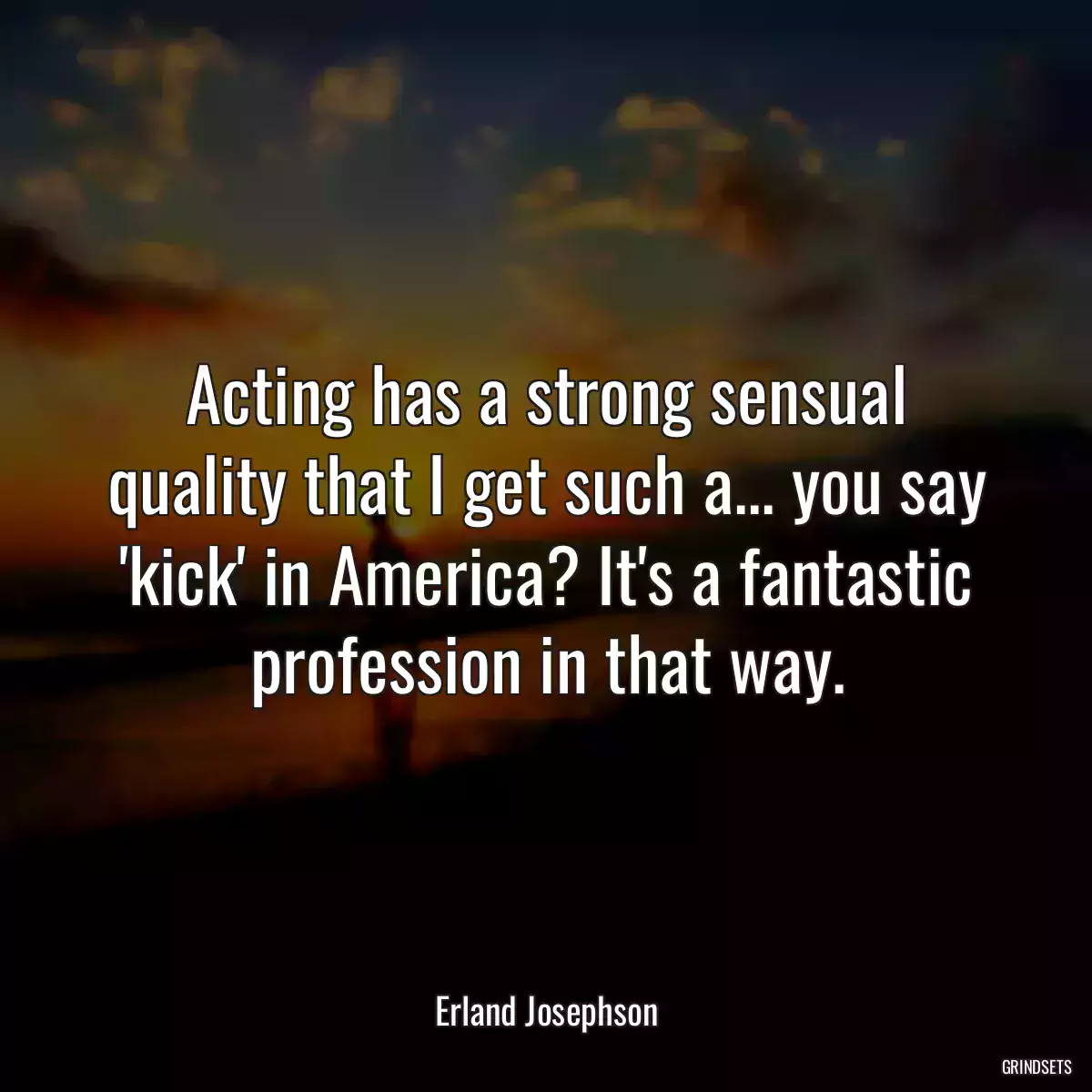 Acting has a strong sensual quality that I get such a... you say \'kick\' in America? It\'s a fantastic profession in that way.