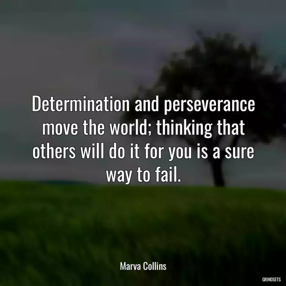 Determination and perseverance move the world; thinking that others will do it for you is a sure way to fail.