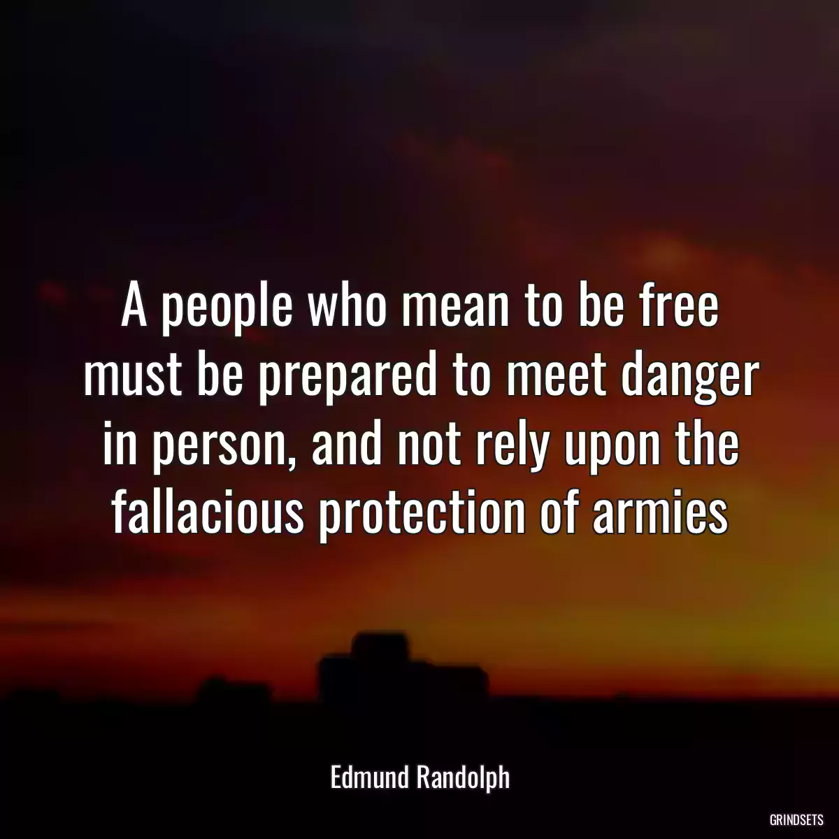 A people who mean to be free must be prepared to meet danger in person, and not rely upon the fallacious protection of armies