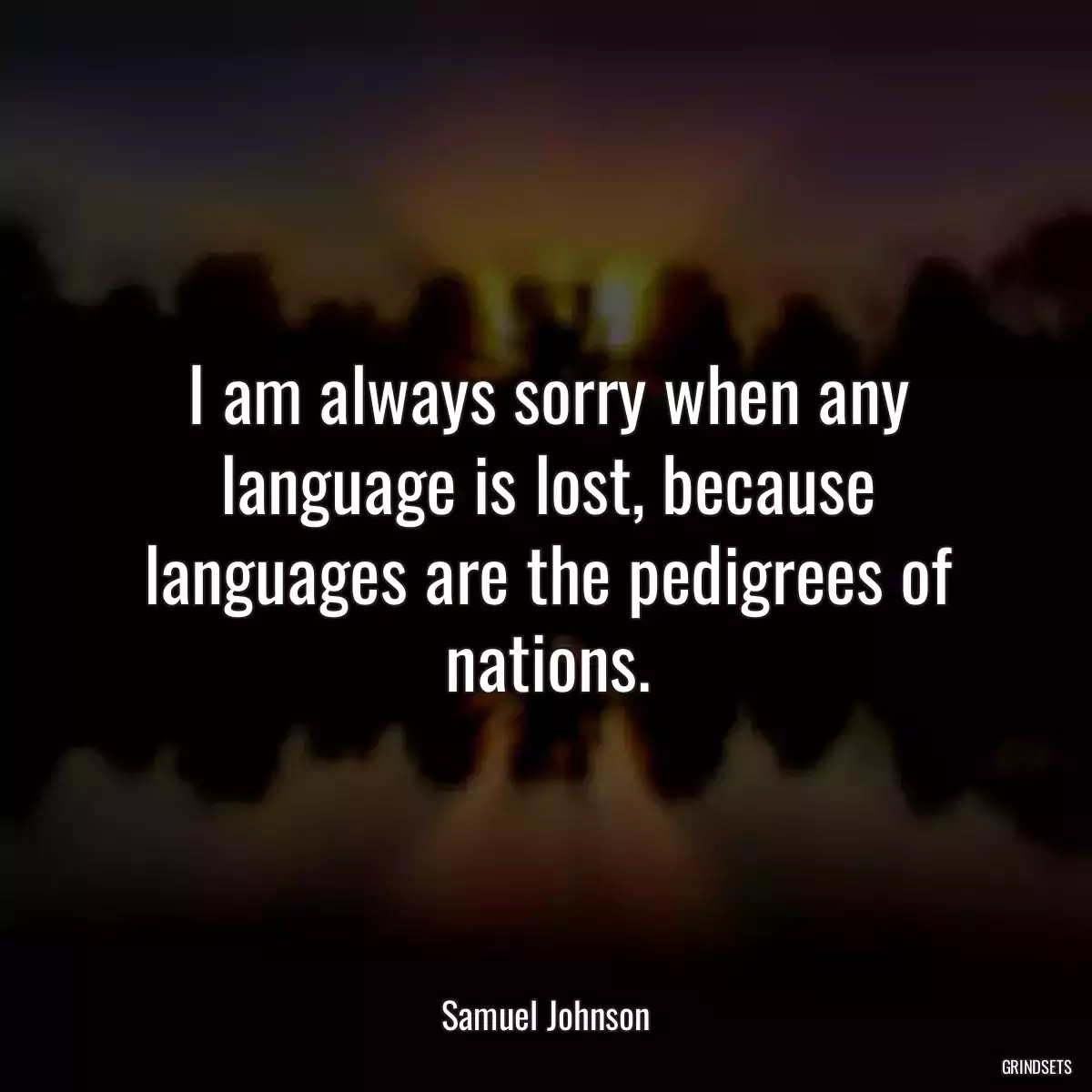 I am always sorry when any language is lost, because languages are the pedigrees of nations.