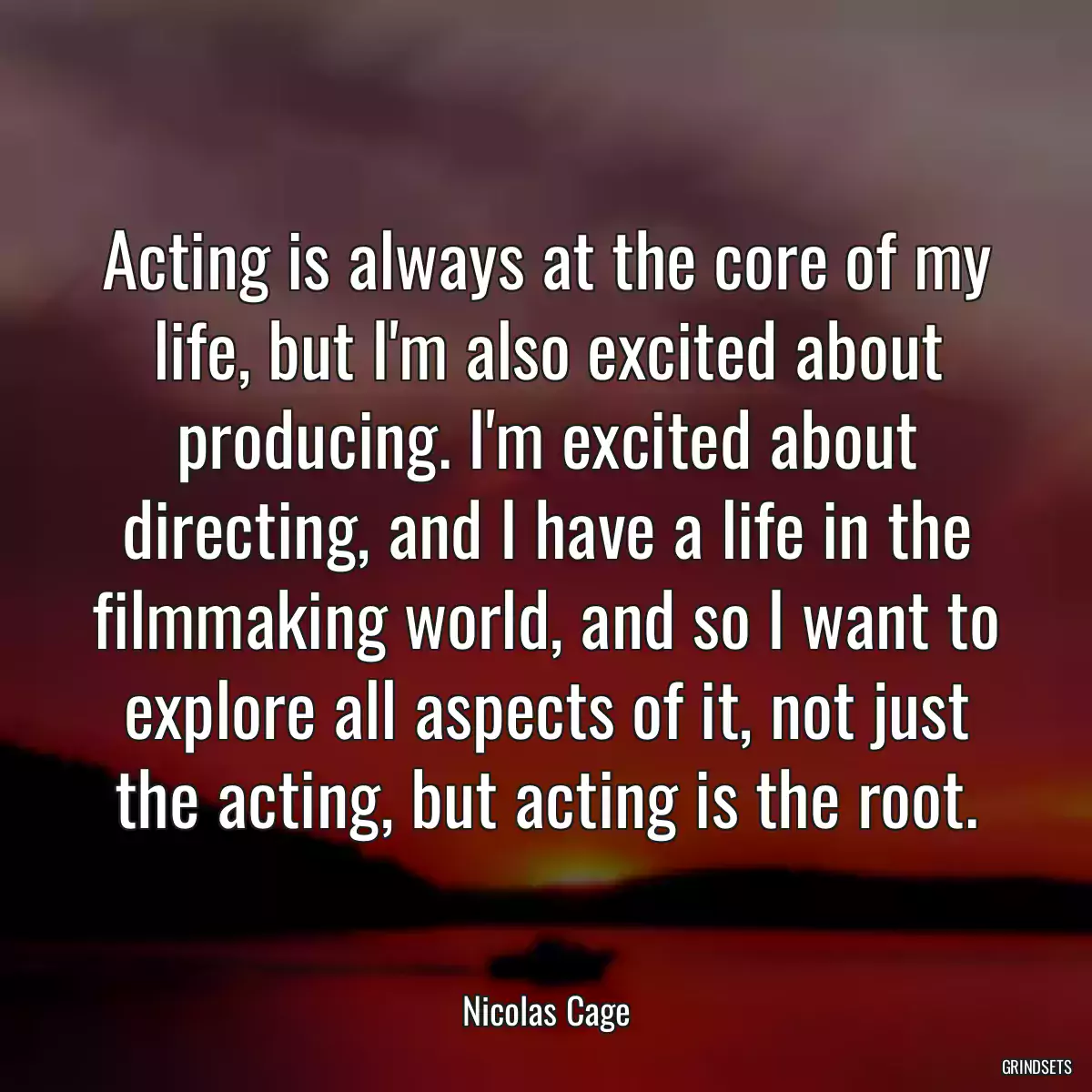 Acting is always at the core of my life, but I\'m also excited about producing. I\'m excited about directing, and I have a life in the filmmaking world, and so I want to explore all aspects of it, not just the acting, but acting is the root.