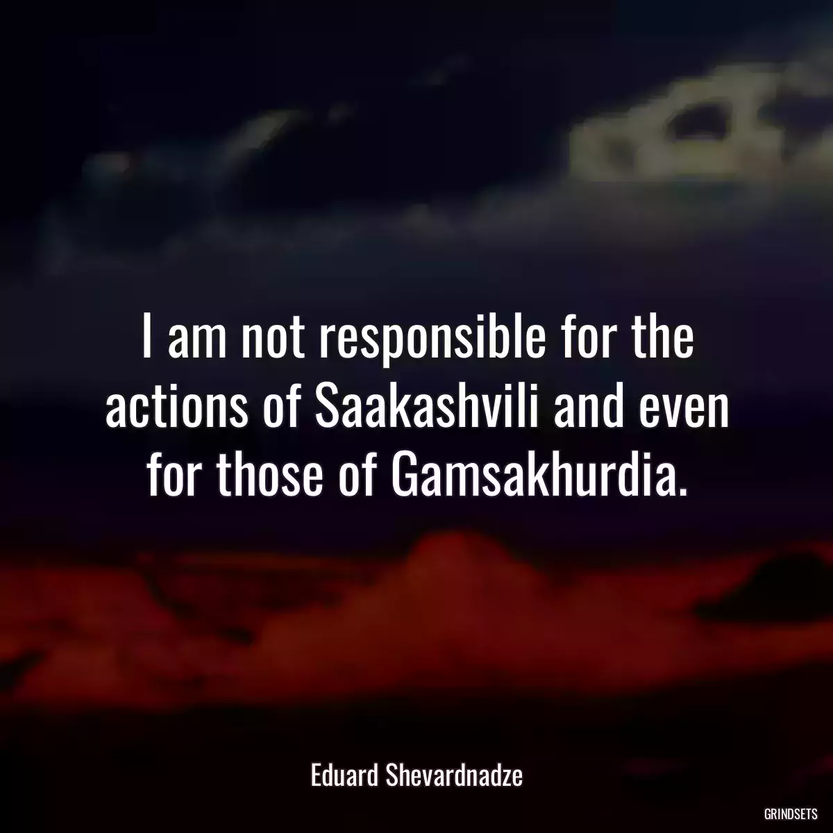 I am not responsible for the actions of Saakashvili and even for those of Gamsakhurdia.