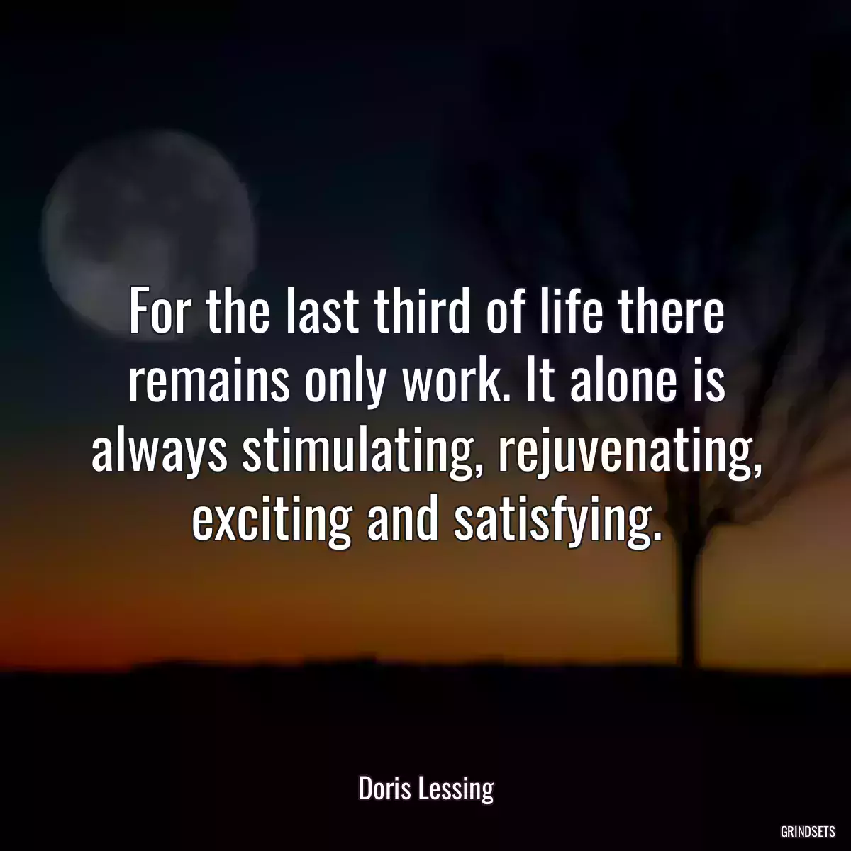 For the last third of life there remains only work. It alone is always stimulating, rejuvenating, exciting and satisfying.