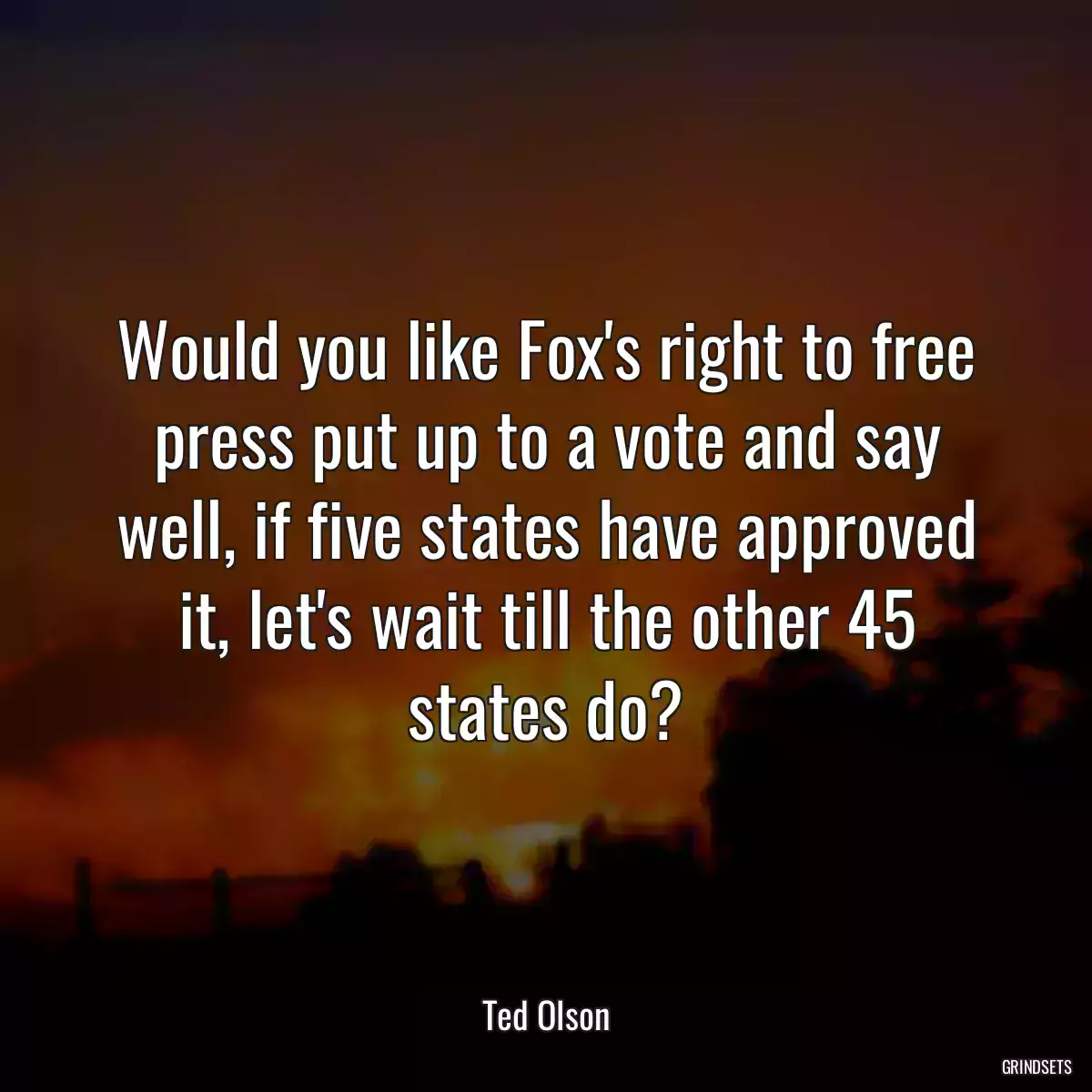 Would you like Fox\'s right to free press put up to a vote and say well, if five states have approved it, let\'s wait till the other 45 states do?