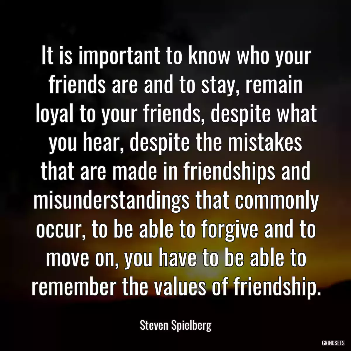 It is important to know who your friends are and to stay, remain loyal to your friends, despite what you hear, despite the mistakes that are made in friendships and misunderstandings that commonly occur, to be able to forgive and to move on, you have to be able to remember the values of friendship.