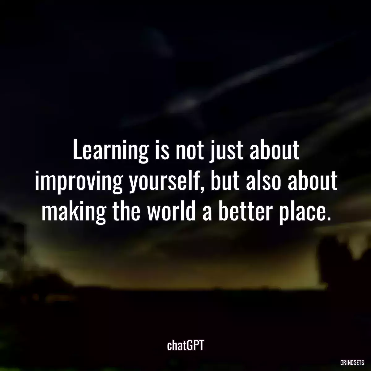 Learning is not just about improving yourself, but also about making the world a better place.