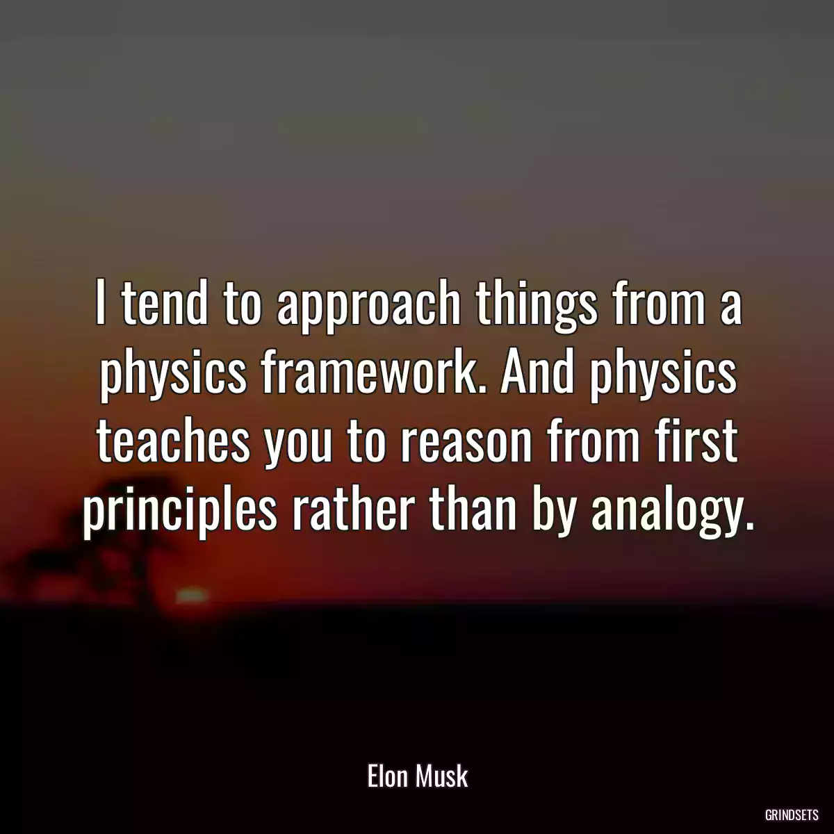 I tend to approach things from a physics framework. And physics teaches you to reason from first principles rather than by analogy.