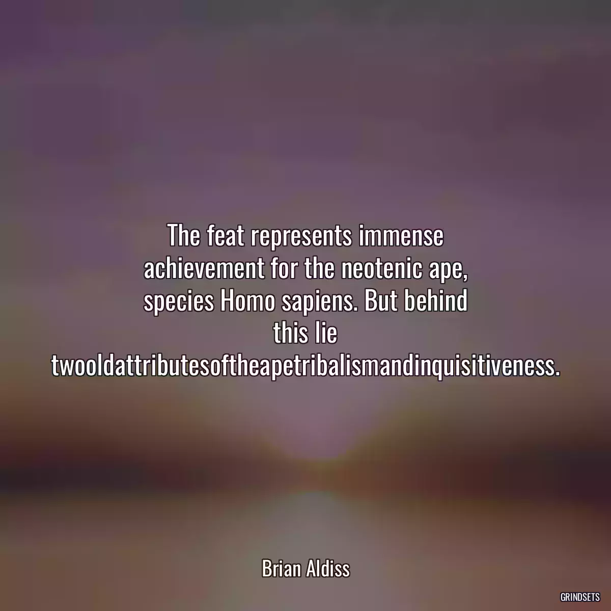 The feat represents immense achievement for the neotenic ape, species Homo sapiens. But behind this lie twooldattributesoftheapetribalismandinquisitiveness.