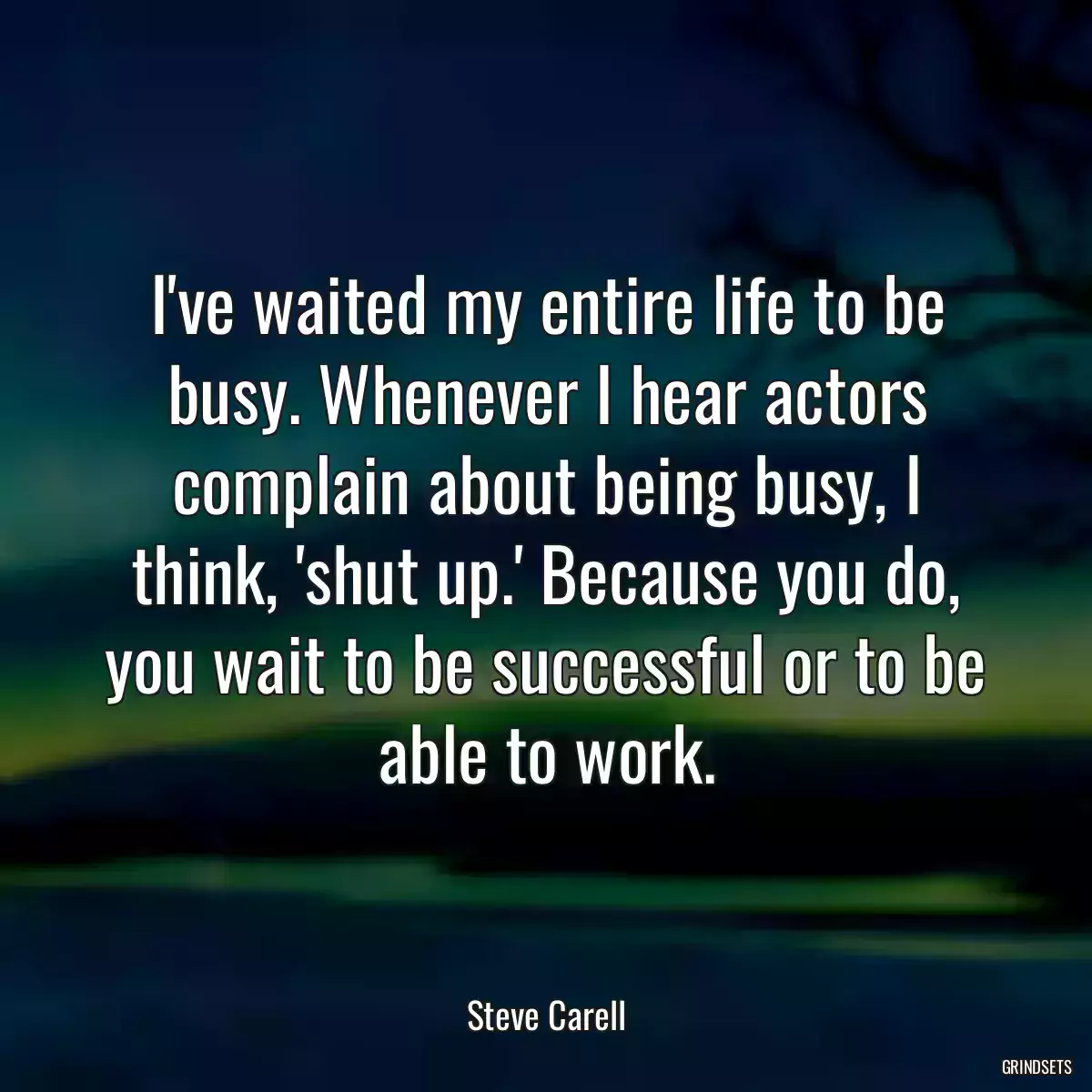 I\'ve waited my entire life to be busy. Whenever I hear actors complain about being busy, I think, \'shut up.\' Because you do, you wait to be successful or to be able to work.