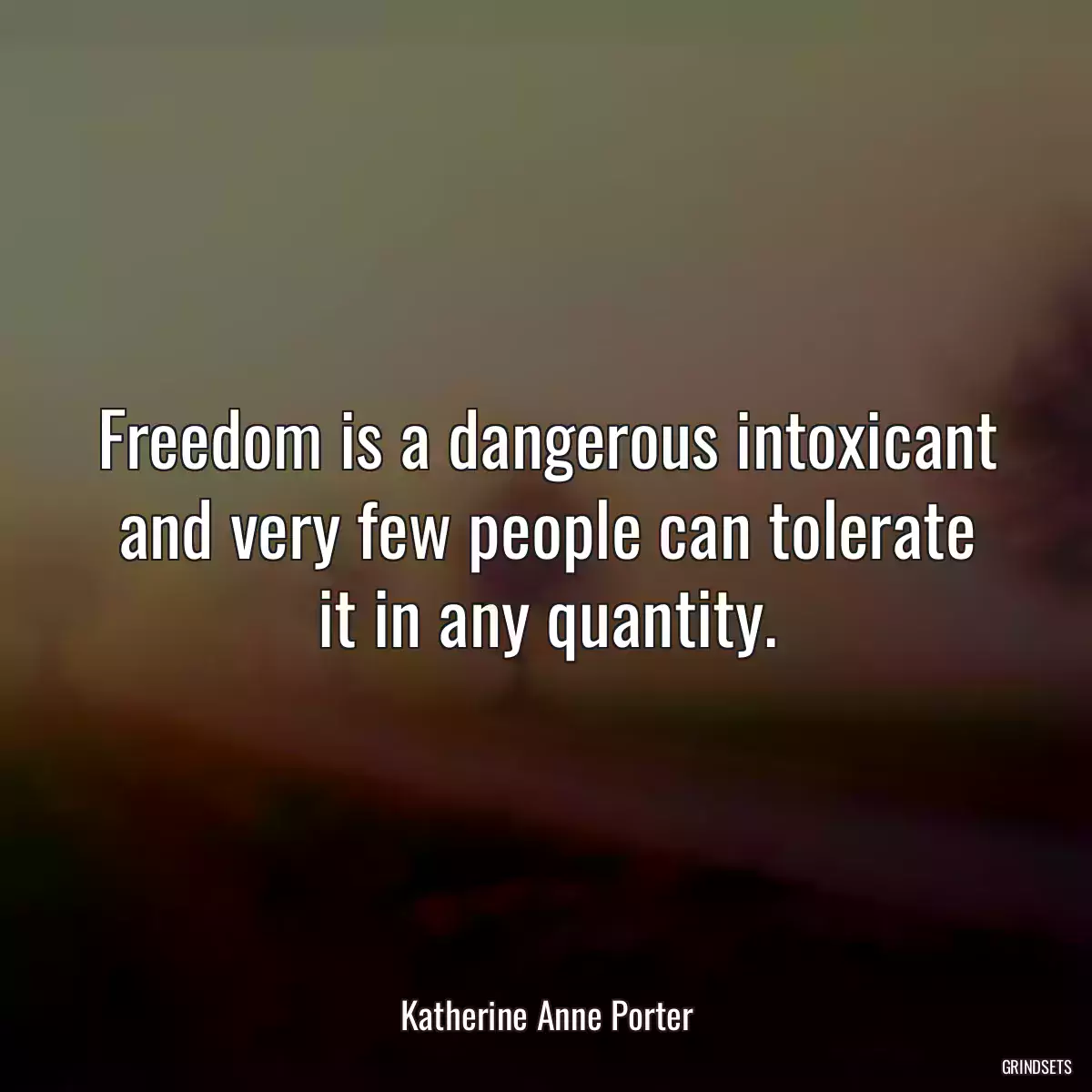 Freedom is a dangerous intoxicant and very few people can tolerate it in any quantity.