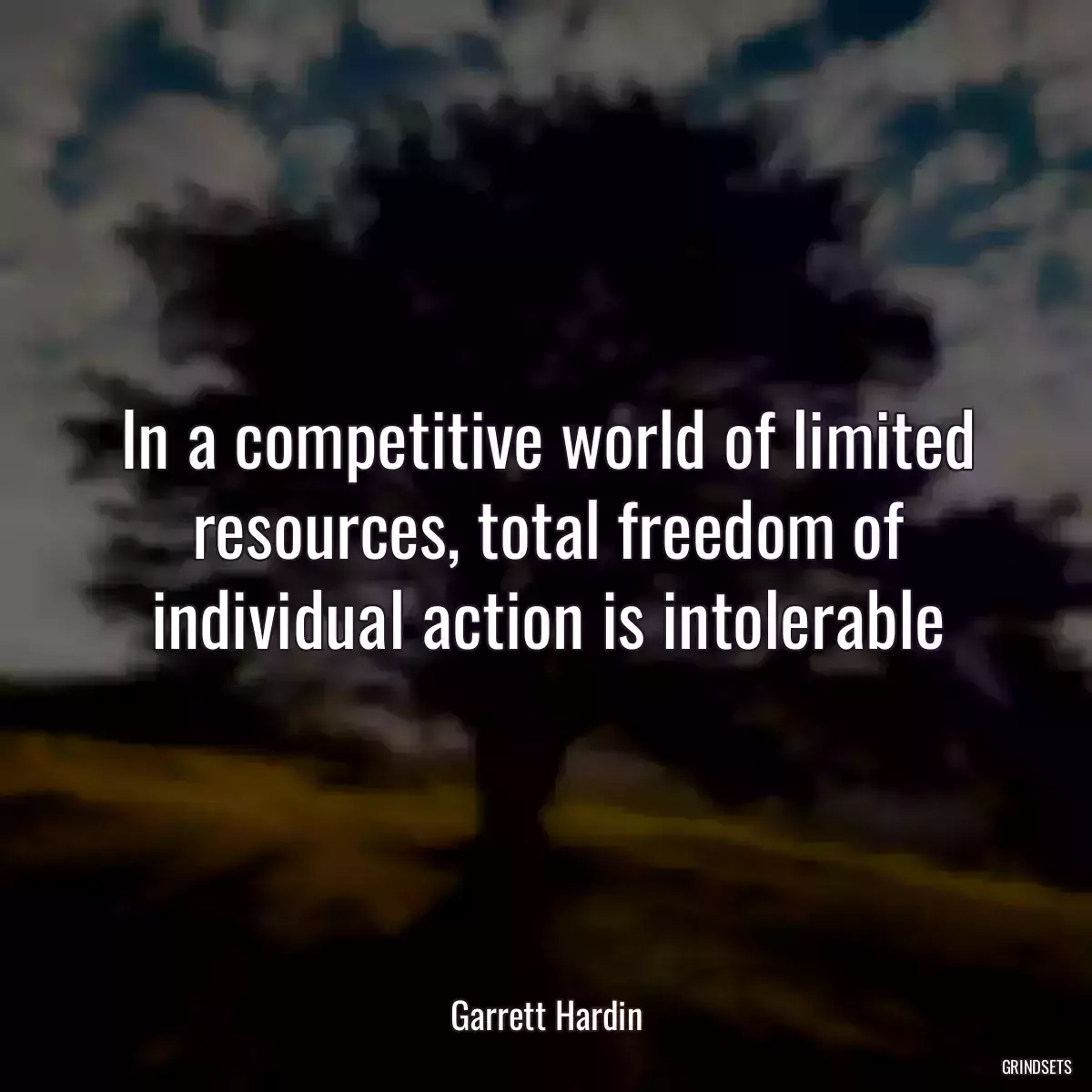 In a competitive world of limited resources, total freedom of individual action is intolerable