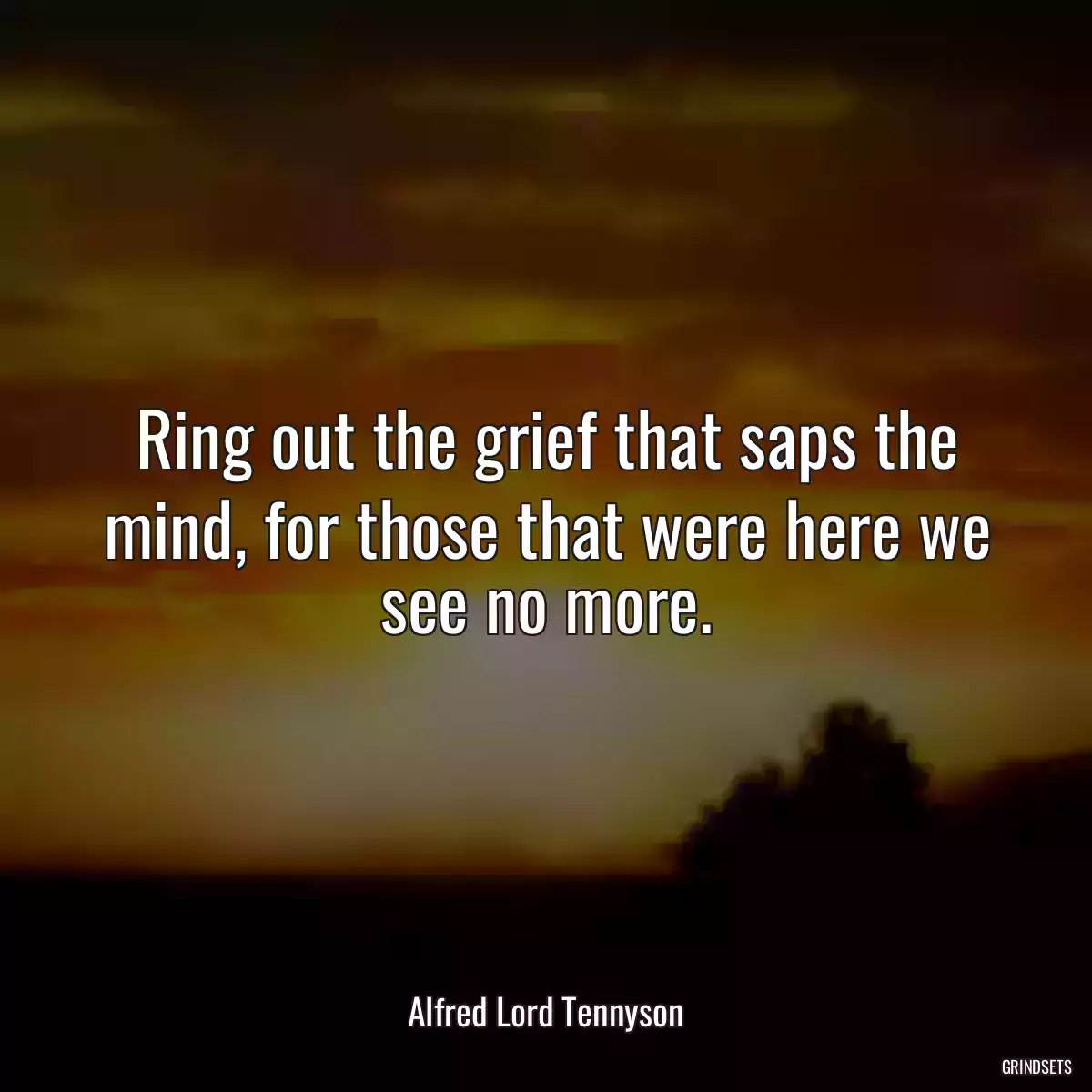 Ring out the grief that saps the mind, for those that were here we see no more.