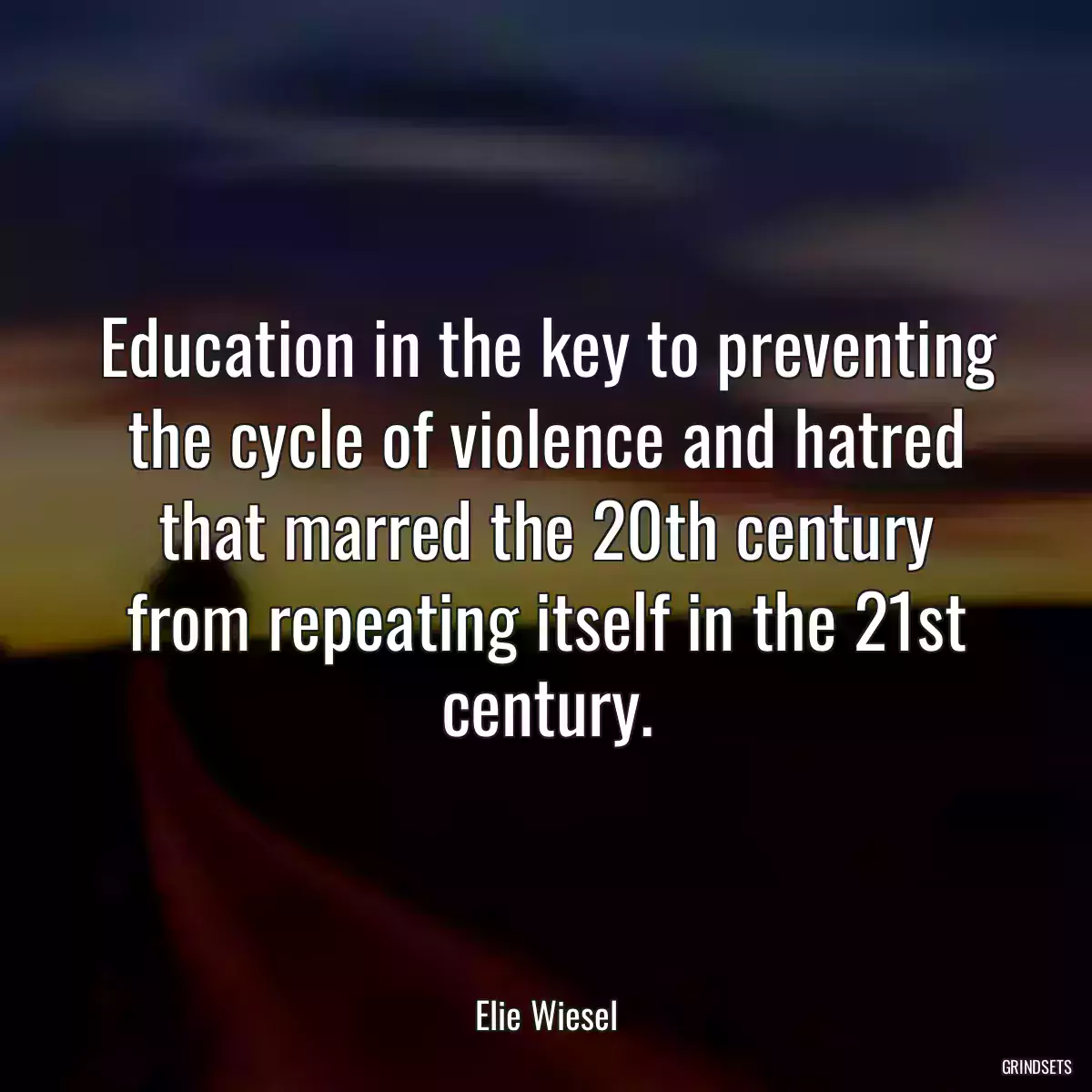 Education in the key to preventing the cycle of violence and hatred that marred the 20th century from repeating itself in the 21st century.